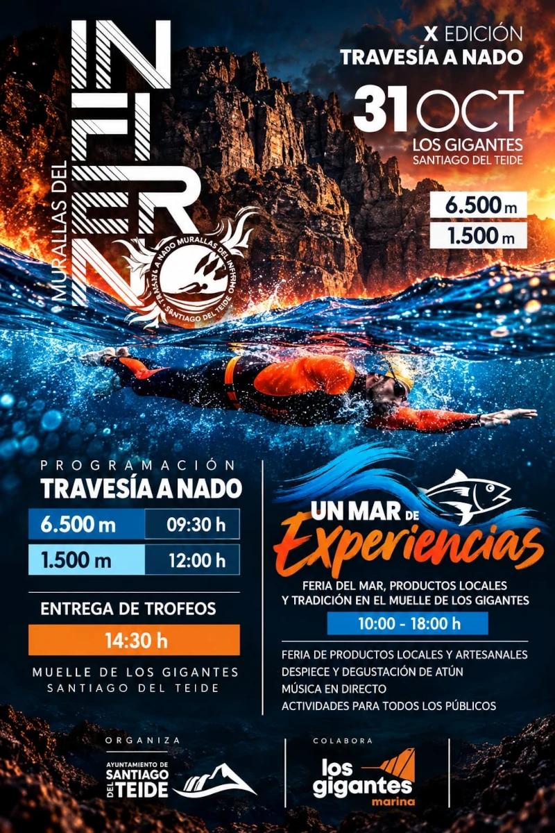 Los Gigantes acogerá la X Edición de la Travesía a Nado «Murallas del Infierno» y la feria «Un Mar de Experiencias» el 31 de octubre